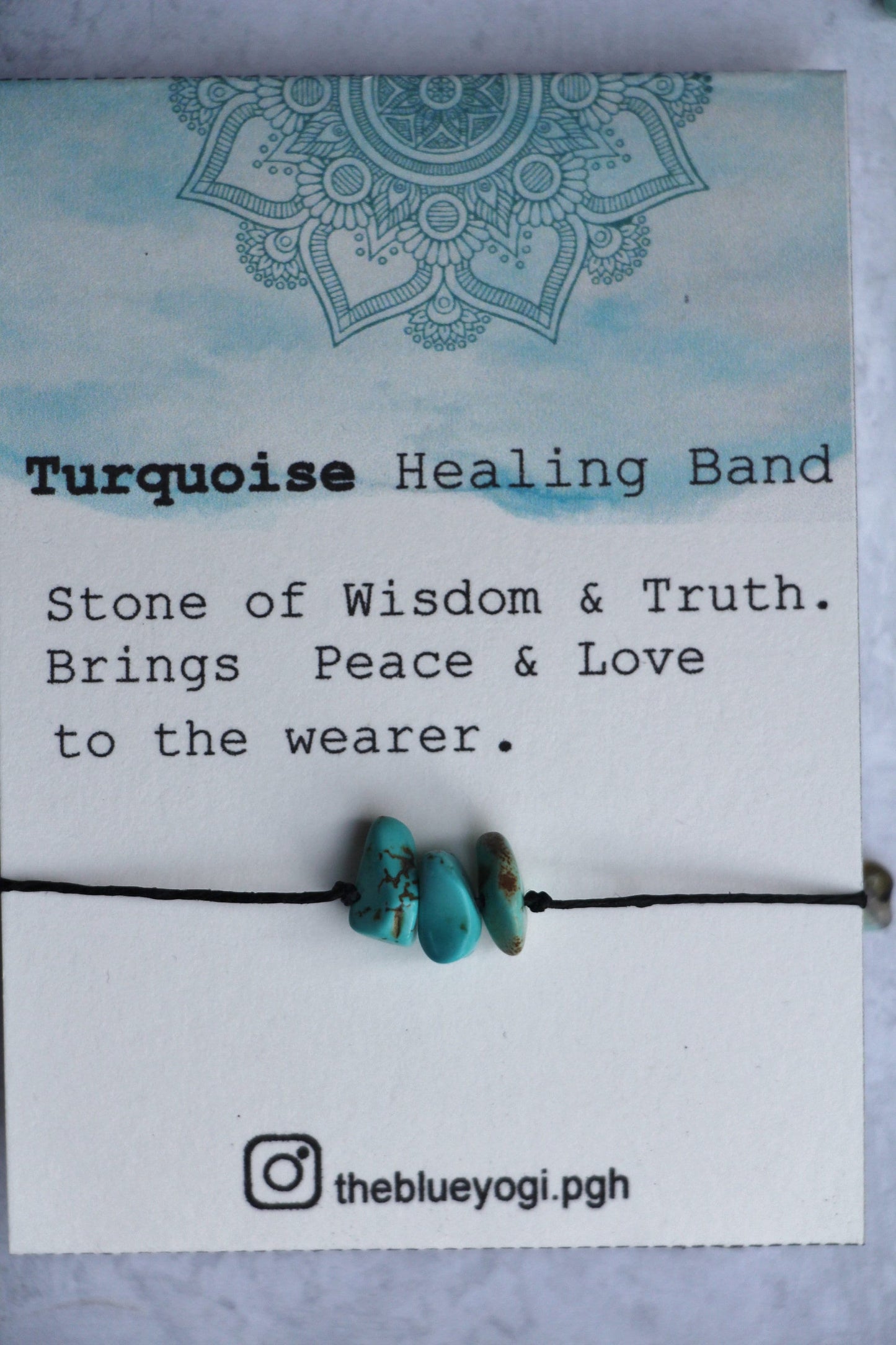 Turquoise Gemstone Healing Band Casual & Boho Bracelet or Anklet  Tie