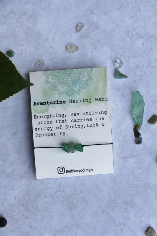 Green Aventurine Gemstone Healing  Band with Tie closure Eco friendly