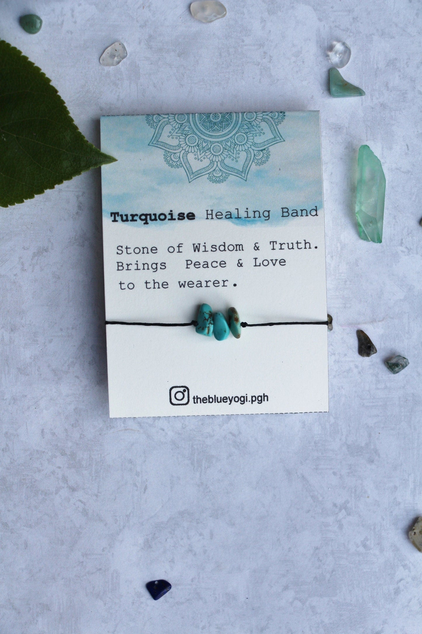 Turquoise Gemstone Healing Band Casual & Boho Bracelet or Anklet  Tie