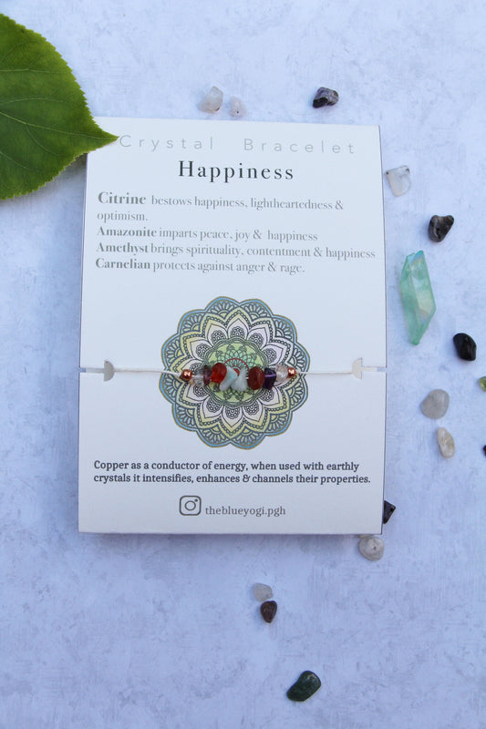 Happiness crystal bracelet, anklet, boho, casual & minimal  Tie