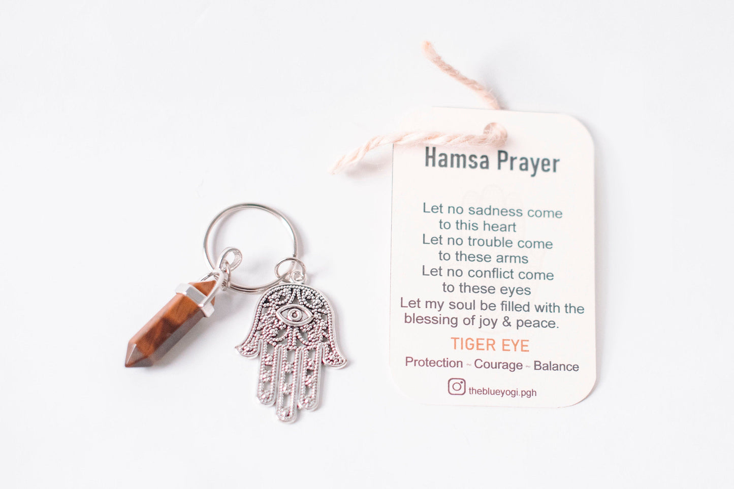 Hamsa & Tiger Eye Key chain, Key-ring, Small gifts