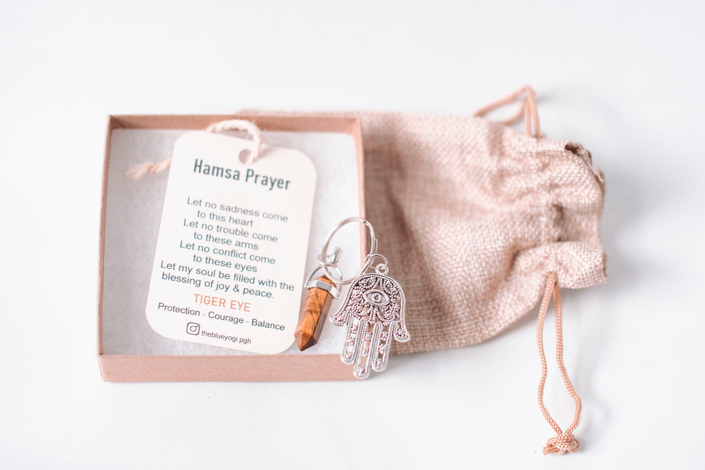 Hamsa & Tiger Eye Key chain, Key-ring, Small gifts