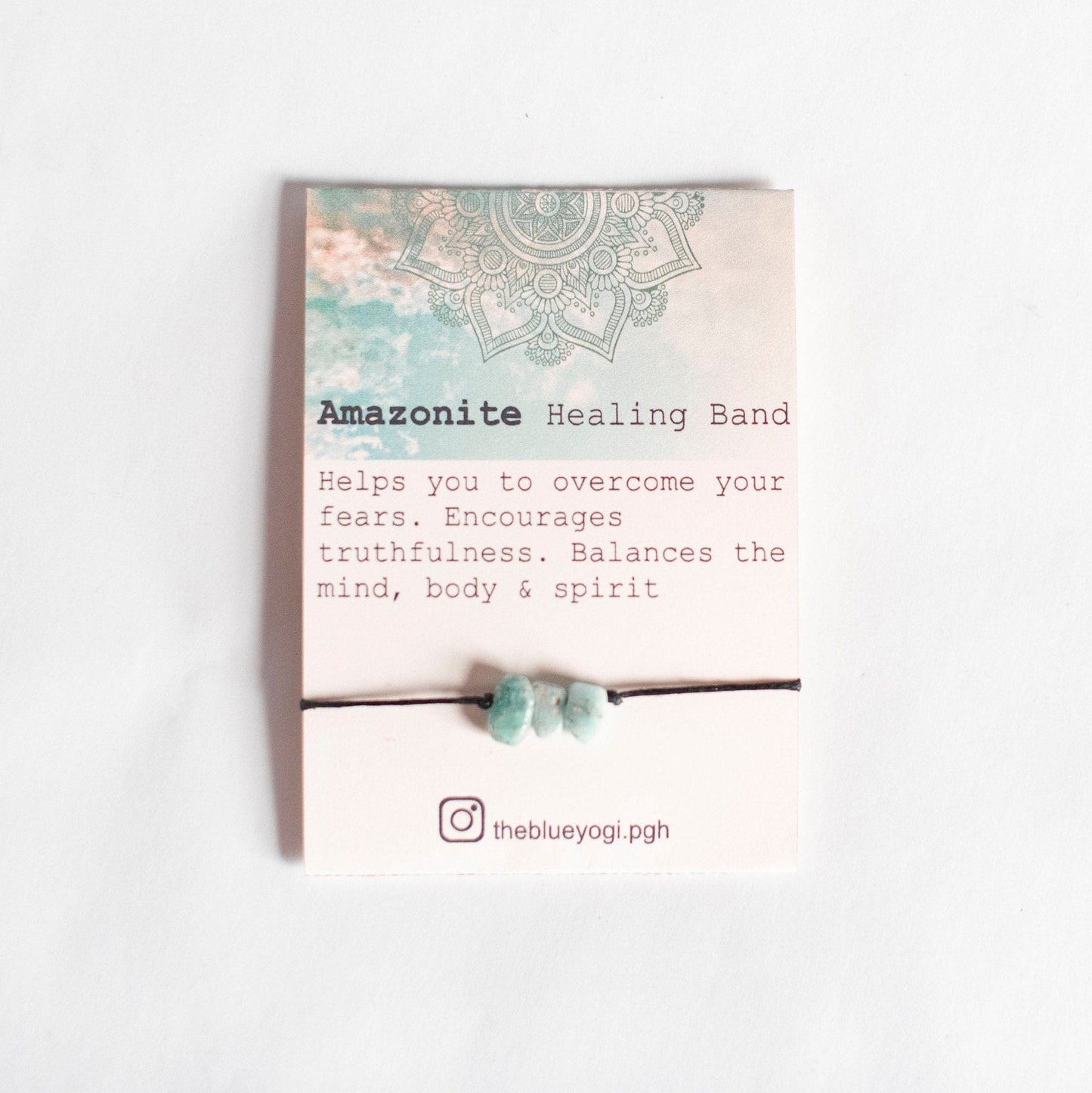 Amazonite Healing Band with an Affirmation