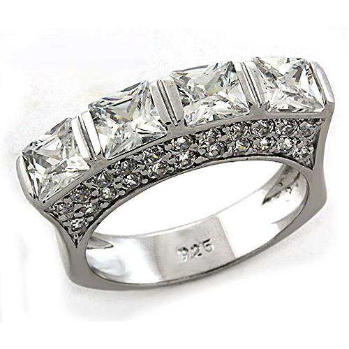 LOAS1188 - Rhodium 925 Sterling Silver Ring with AAA Grade CZ  in