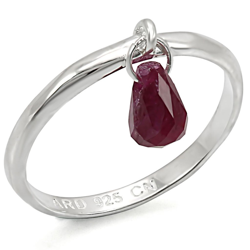 LOS324 - Silver 925 Sterling Silver Ring with Genuine Stone  in Ruby