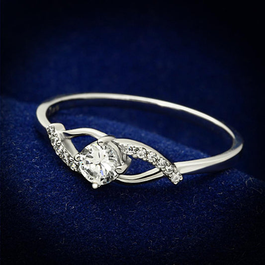 TS085 Rhodium 925 Sterling Silver Ring with AAA