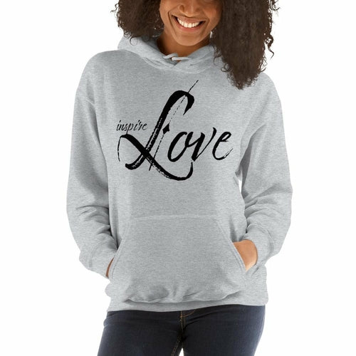 Womens Hoodie - Pullover Sweatshirt - Black Graphic/inspire Love